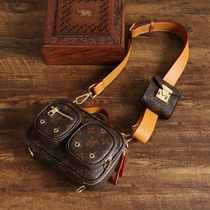 Hong Kong retro printed camera bag Female wide Pet shoulder crossbody handbag Leather wild mini bag