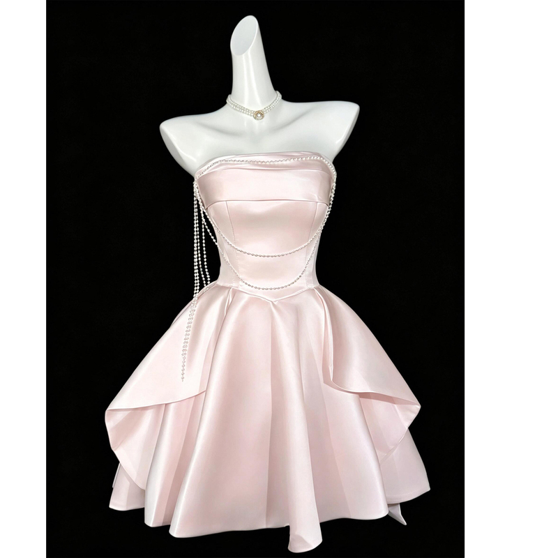 Pink Strapless Birthday Dress, High-End, Light Luxury, Niche, Suitable for Everyday Wear, Coming-Of-Age Ceremony, Banquet, Princess Dress, Graduation Pink Strapless Birthday Dress, High-End, Light Luxury, Niche, Suitable for Everyday Wear, Coming-Of-Age Ceremony, Banquet, Princess Dress, Graduation