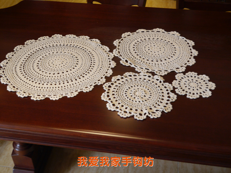 I love my home Pure handmade hook cotton round placemat Table mat Universal cover towel Universal mat Insulation mat Beige white