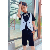 Childrens suit dress suit summer 2021 New handsome boy suit piano performance dress flower girl show White