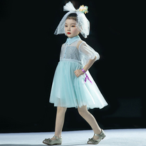 Girl dress Princess dress children puffy gauze 2021 New temperament little girl birthday flower girl piano costume