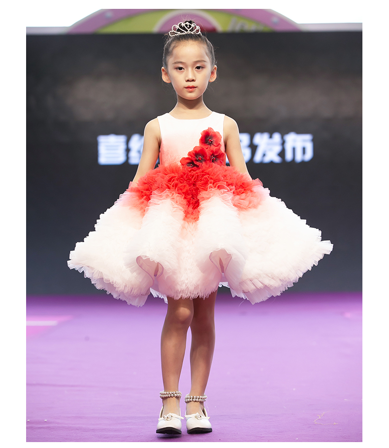 Cô gái mặc váy sinh nhật trẻ em váy hoa cô gái nhỏ cô chủ trang phục cậu bé lớn catwalk trang phục mùa hè - Váy trẻ em váy công chúa trẻ em