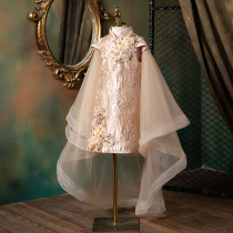 Childrens evening dress Princess dress girl country tide 2021 new foreign atmosphere high-end Girl catwalk guzheng play dress