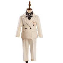 Childrens suit boys white dress British handsome flower girl birthday catwalk host piano performance suit