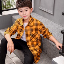 Middle and large boy long sleeve shirt 2020 new childrens clothing cotton childrens plaid shirt polished thick boy tide