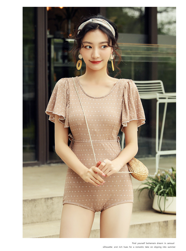 Áo tắm nữ 2019 mới che thịt là phần lưới mỏng màu đỏ bảo thủ khí chất võ sĩ liền kề áo tắm nữ Hàn Quốc - Bộ đồ bơi One Piece áo tắm một mảnh