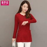 Модная осенняя утепленный лонгслив для матери, по фигуре, в западном стиле