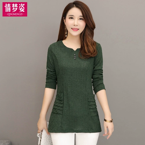 Модная осенняя утепленный лонгслив для матери, по фигуре, в западном стиле