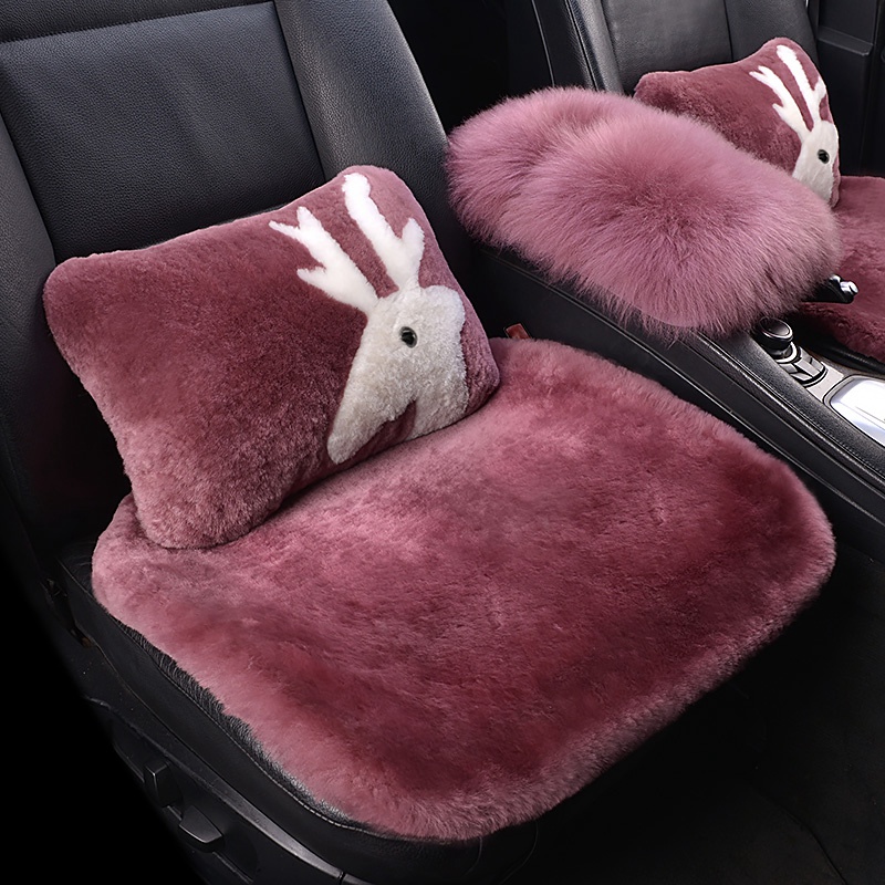 2022 new fur integrated car cushion winter wool three sets winter seat cushion single fart cushion short hairy
