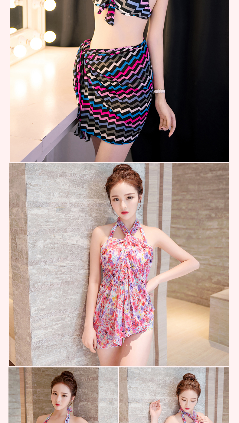 Sexy khăn choàng cộng với kích thước váy bikini áo tắm Nữ bảo thủ ba mảnh ngực nhỏ thu thập bikini retro - Bộ đồ bơi hai mảnh áo 2 mảnh