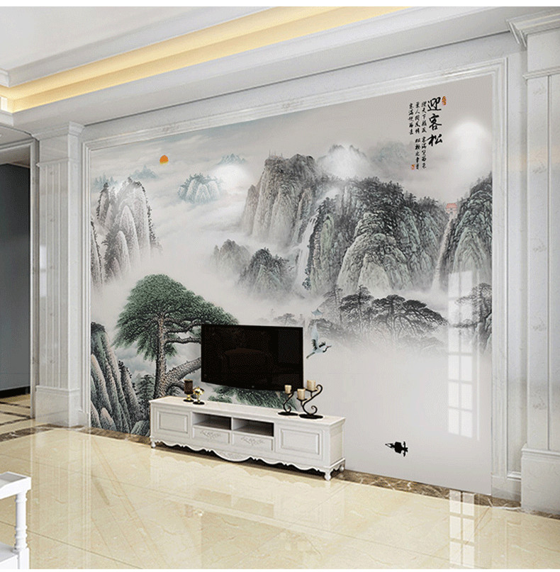 tivi samsung 70 inch 3D hiện đại mới Trung Quốc mực phong cảnh bức tranh đá cẩm thạch hình nền phòng khách 5D TV hình nền bức tranh tường liền mạch - TV giá tivi samsung 55 inch