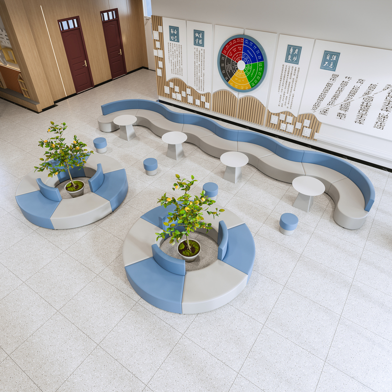 Training School Studio Reception Hall Parent Leisure Rest Waiting Area Arc-Shaped Office Sofa Coffee Table Training School Studio Reception Hall Parent Leisure Rest Waiting Area Arc-Shaped Office Sofa Coffee Table