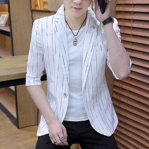 Летняя мужская тонкая куртка, трендовый пиджак классического кроя для отдыха