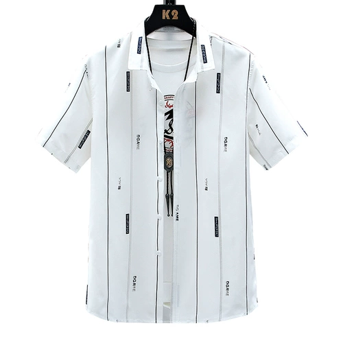 Летняя шелковая трендовая тонкая рубашка для отдыха, короткий рукав, облегающий крой, в корейском стиле, подходит для подростков