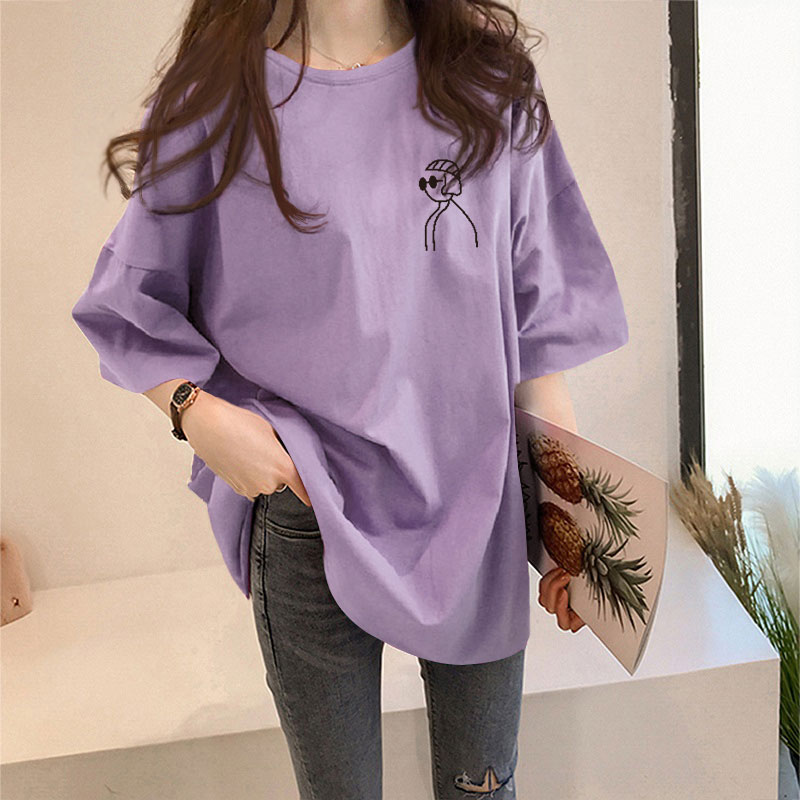 1082 × Purplewhite T-shirt female Short sleeve ins Foreign style summer 2021 new pattern Korean version easy Versatile Best friend jacket tide