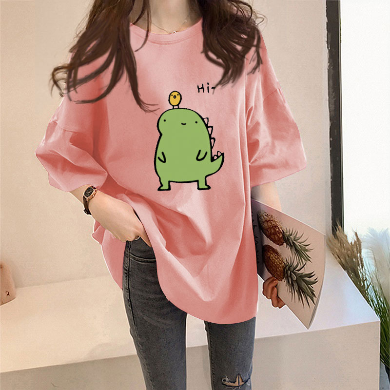 1080 × Pinkwhite T-shirt female Short sleeve ins Foreign style summer 2021 new pattern Korean version easy Versatile Best friend jacket tide