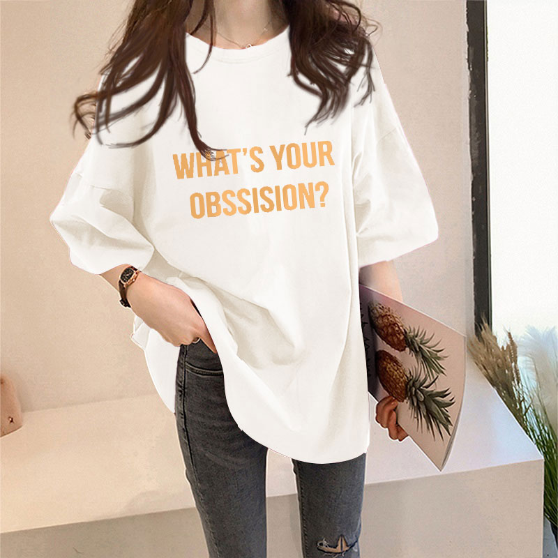 1090 # Whitewhite T-shirt female Short sleeve ins Foreign style summer 2021 new pattern Korean version easy Versatile Best friend jacket tide