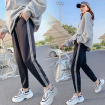 Sports pants womens loose leg pants 2020 new black casual pants straight Haren pants slim Joker spring and autumn