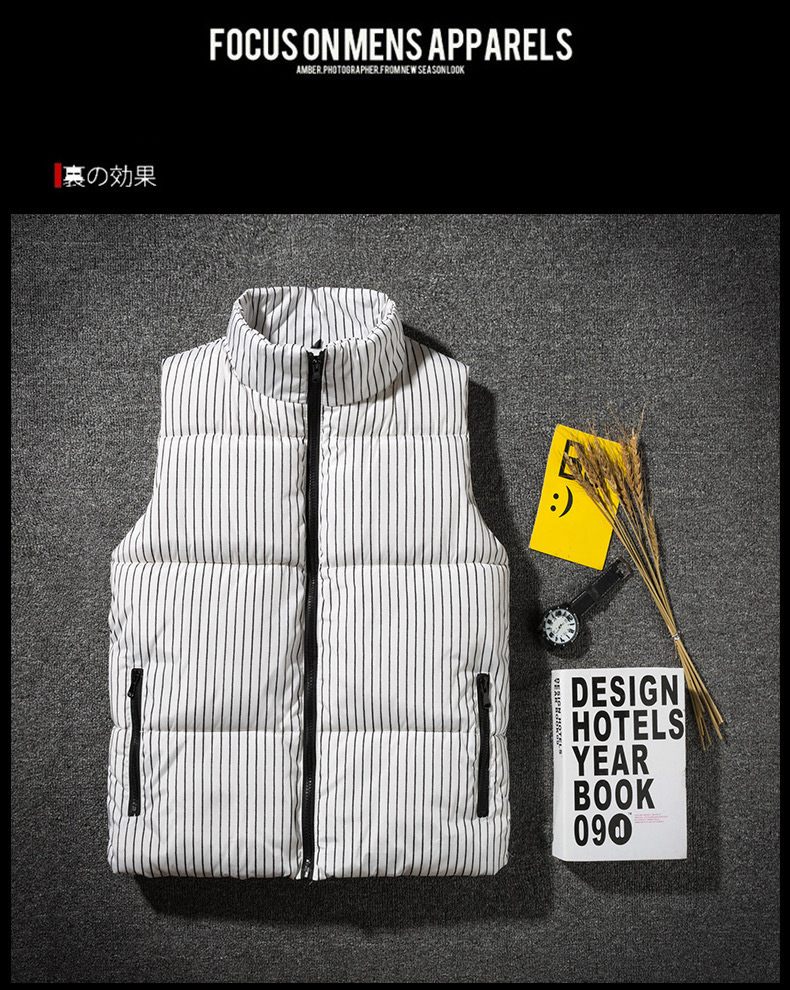 Áo khoác cotton nam mùa đông 2018 phiên bản mới của Hàn Quốc áo vest nam sọc nam cổ áo dày cotton áo ba lỗ tập gym