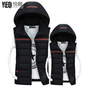 Cặp đôi vest nam cotton Mùa thu đông ngoài trời trùm đầu dày áo khoác không tay Hàn Quốc vest vest nam bình thường