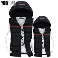 Cặp đôi vest nam cotton Mùa thu đông ngoài trời trùm đầu dày áo khoác không tay Hàn Quốc vest vest nam bình thường áo khoác ghi lê nam