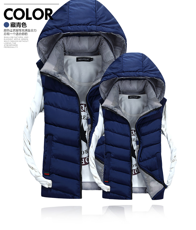 Áo vest cotton giản dị cho nam mùa thu đông áo khoác ghi lê nam
