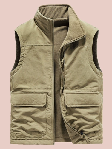 Демисезонный дорожный двусторонний флисовый жилет для отдыха, мужская куртка без рукавов