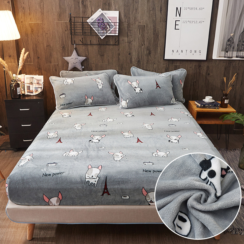 Coral giường nhung Li mảnh flannel mùa đông ấm giường bộ trải giường nắp bảo vệ mùa đông dày nệm bìa cho trẻ em - Trang bị Covers Ga chun Everon
