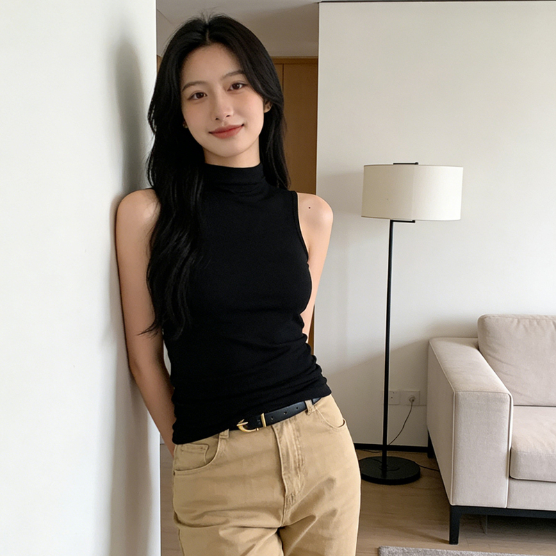 Half-High Collar Sleeveless Vest for Women, Base Layer Shirt, 2026 New Versatile Slim Fit, Elegant Mid-Neck Inner Knit Top Half-High Collar Sleeveless Vest for Women, Base Layer Shirt, 2026 New Versatile Slim Fit, Elegant Mid-Neck Inner Knit Top