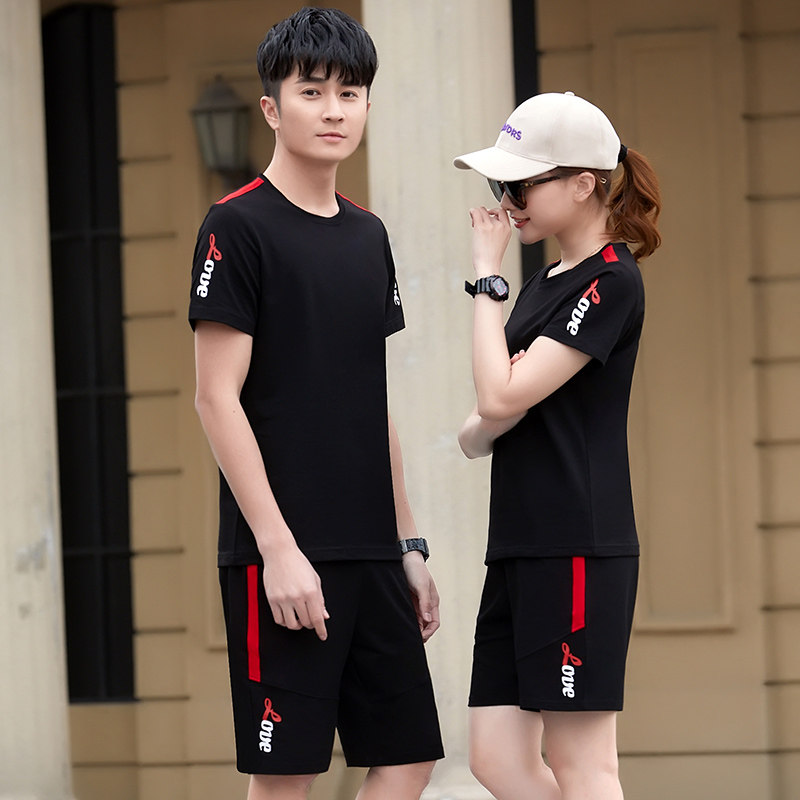 Couple sports suit summer new net red T-shirt casual sportswear summer short sleeve shorts two-piece men's thin