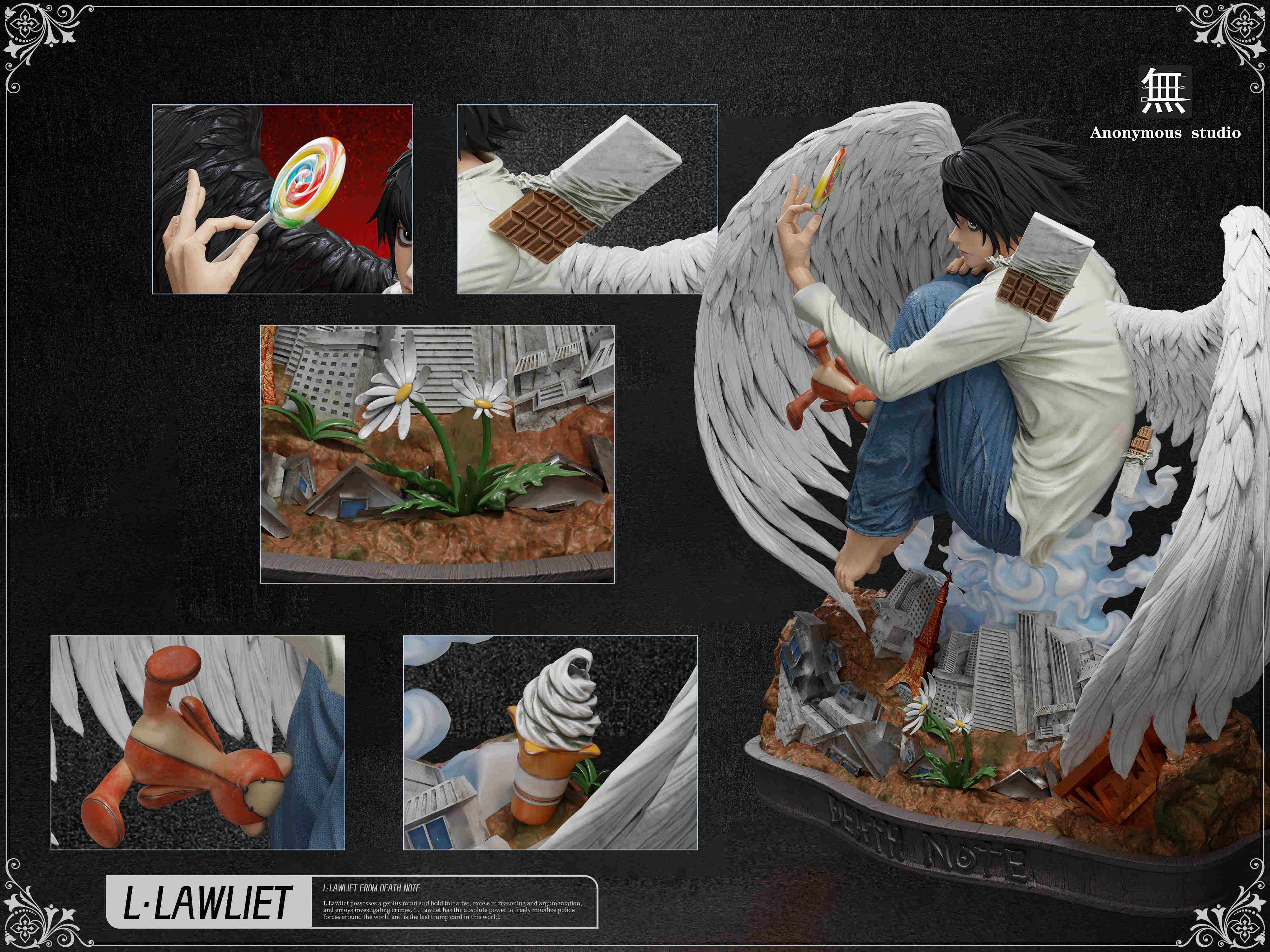 Anonymous Studio Death Note L·Lawliet Resin Painted Statue H30cm