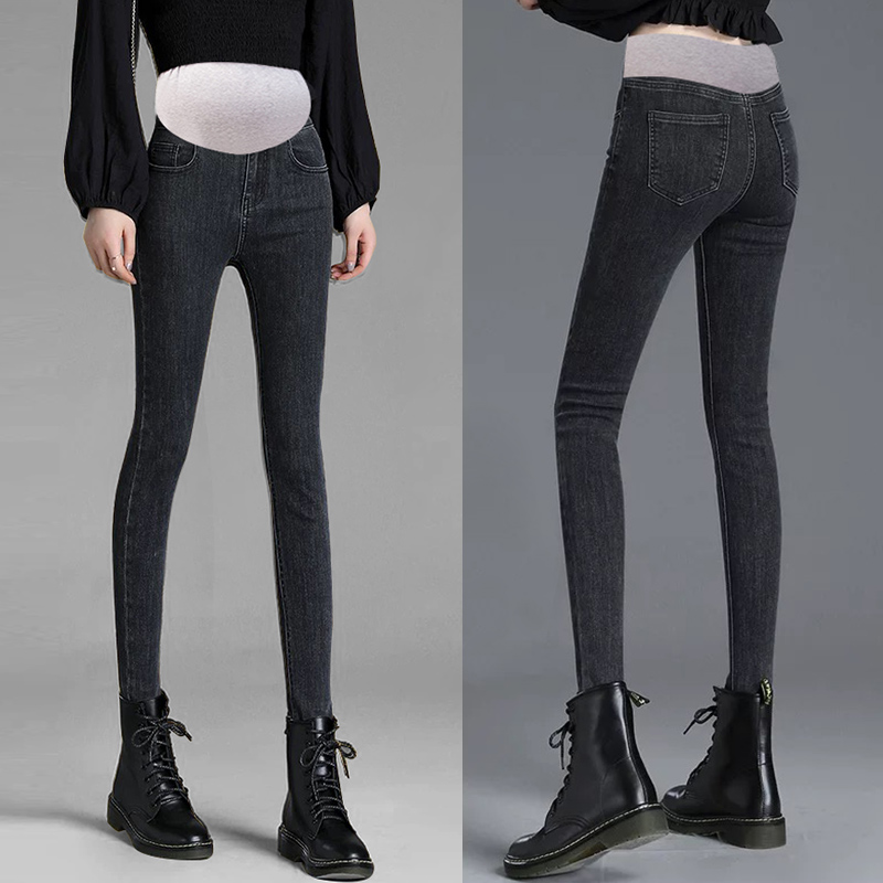 Autumn clothes for pregnant women, wide-leg jeans, loose nine-point pants, trousers, trendy mothers, autumn and winter fashion, outer wear, spring and autumn models