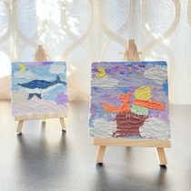 New three-dimensional diy relief painting mini plaster oil painting handmade material decompression gift ins Wind decoration ornaments