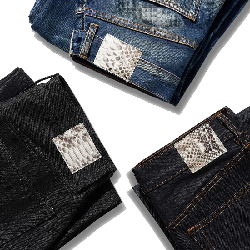 Danci Done Himalayan Snakeskin Non-Fading Narrow Red-Edged Loose Straight-Leg Jeans Raw Denim