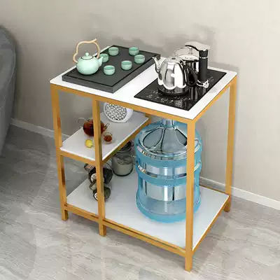 Light luxury modern wrought iron tea table Tea cabinet shelf Tea table side cabinet mobile tea table household mineral water bucket rack