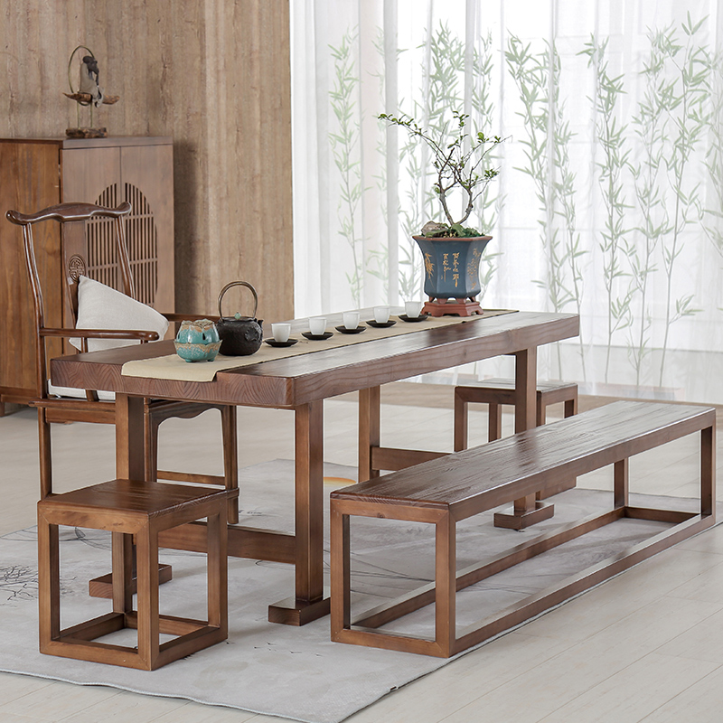 New Chinese style solid wood tea table and chair combination Kung Fu tea table solid wood tea table tea art reception table Zen leisure tea table
