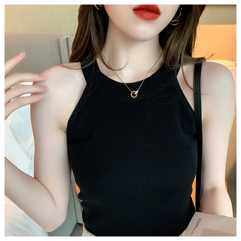 Knitted hanging neck harness vest female inner lap Summer design sensation outside wearing hot girl sleeveless blouses Chains Chains