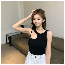 Sling design sense niche wear female summer hot girl hollow sexy vest inside with black irregular top