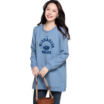 Xiaoxueshan letter bottoming shirt for women autumn and winter 2024 new early autumn niche tops large size sweatshirt for women fat mm trendy