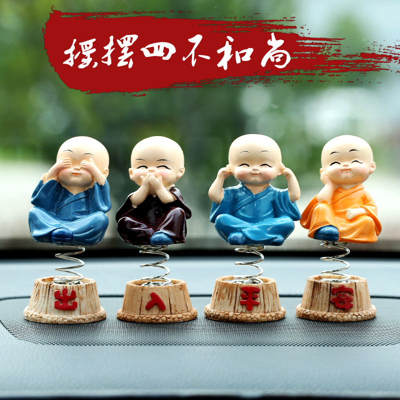 Trang trí xe hơi lắc đầu lưới đỏ ít sư dễ thương sáng tạo trang trí nội thất xe đẹp nam nữ trang trí - Trang trí nội thất thiết kế phòng thờ