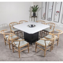 Simple Square full marble hot pot table table and chair combination hot pot restaurant string incense spicy spicy farmhouse hotel Commercial