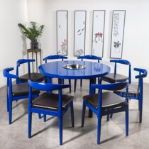 Round table round Road side commercial hot pot table and chair combination string skewers spicy spicy farmhouse economy economy