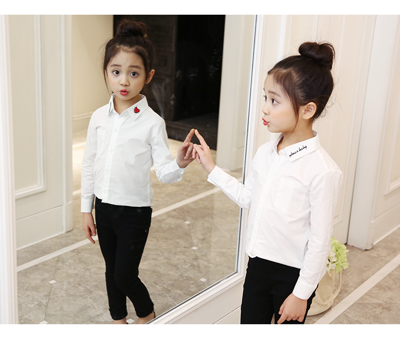 Quần áo trẻ em nữ sơ mi gas ngoại 2018 mới mùa thu cotton dài tay trẻ em sơ mi lớn mùa thu và áo trẻ em mùa đông áo bé trai