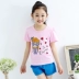 Áo thun cotton tay ngắn cho bé gái mùa hè quần bé gái mùa hè 2019 mới áo sơ mi trắng tay nửa bé từ bi - Áo thun quần áo bé trai Áo thun