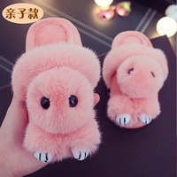 Dép cotton nữ đế xuồng mùa đông Hàn Quốc dễ thương tại nhà túi xách trẻ em cotton kéo nam 2018 mới dép đi nhà tắm hàn quốc