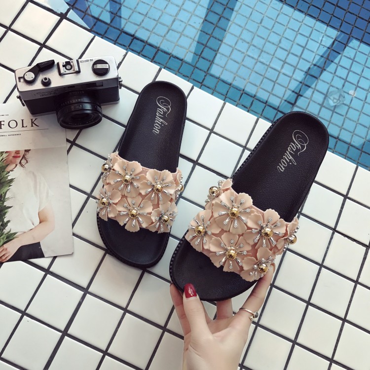 2018 mới thời trang mang dép nữ mùa hè bên bờ biển không trượt bãi biển dép và dép đi trong nhà muffin dày dưới dép đi trong nhà