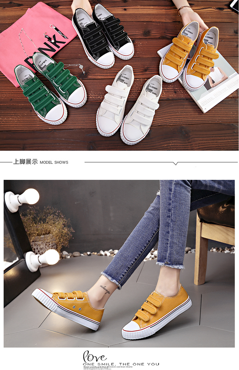 Mùa xuân và mùa hè mới đôi giày vải màu đen nữ sinh viên hoang dã Phiên bản Hàn Quốc của Velcro Harajuku College Street bắn giày 1992 giầy gucci ny