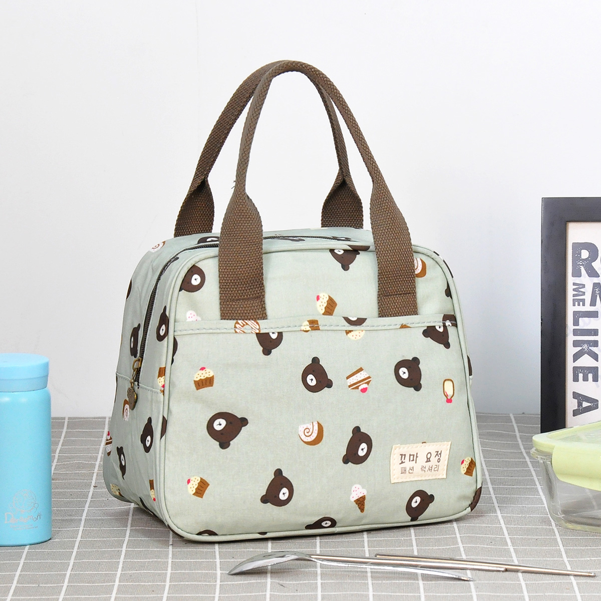 Hand bag lunch box bag waterproof Oxford cloth bag lunch bag with rice box zipper women bag hand bag lunch bag