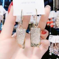 2022 new full diamond square earrings Japanese and Korean casual fashion personality exaggerated earrings silver needle temperament earrings