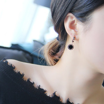 Korean Version 18K Rose Gold Titanium Steel Earrings Woman Temperament Super Fairy brief Rome Digital ear pendant Internet red tides